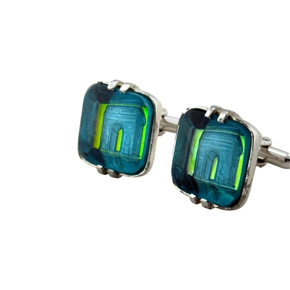 Swank Arc de Triomphe Cufflinks Bavarian Crystal Arts of the World Vintage